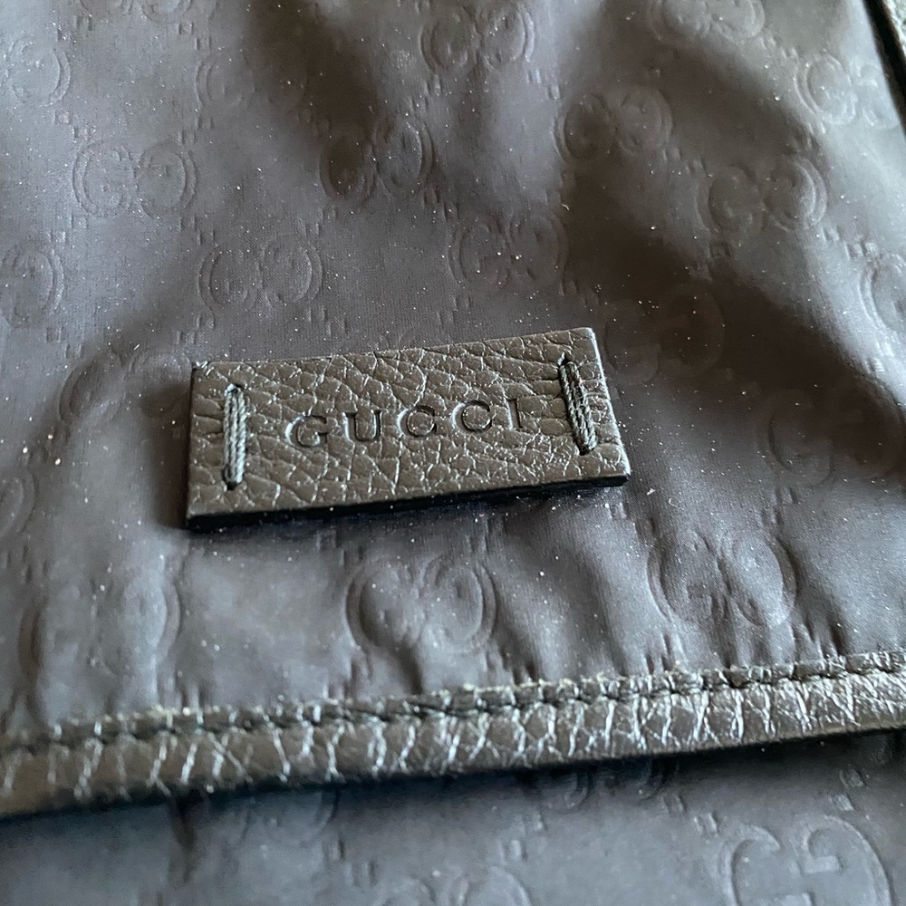 Gucci Black Monogram Nylon Messenger bag -large with Leather Logo Patch